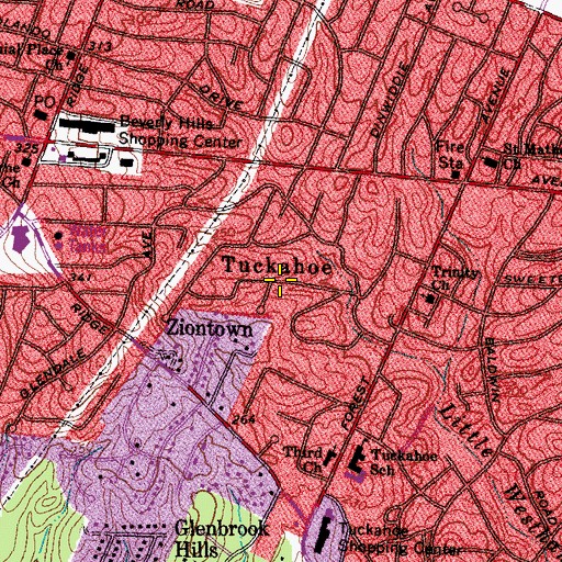Topographic Map of Tuckahoe, VA