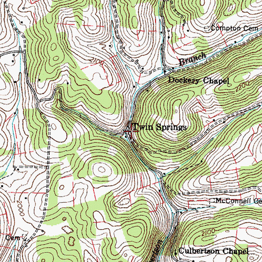 Topographic Map of Twin Springs, VA