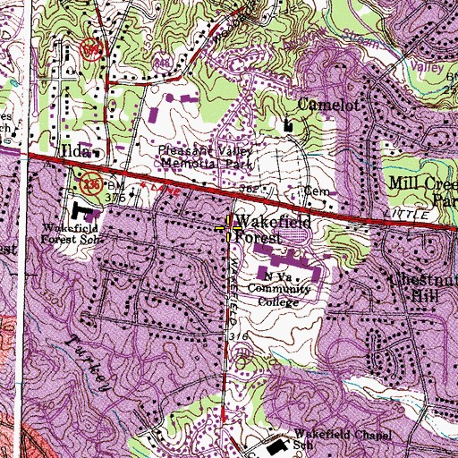 Topographic Map of Wakefield Forest, VA
