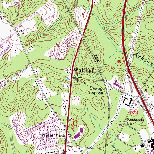 Topographic Map of Walthall, VA