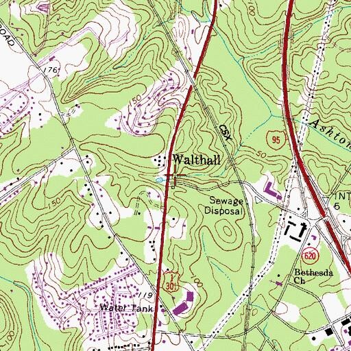 Topographic Map of Walthall, VA