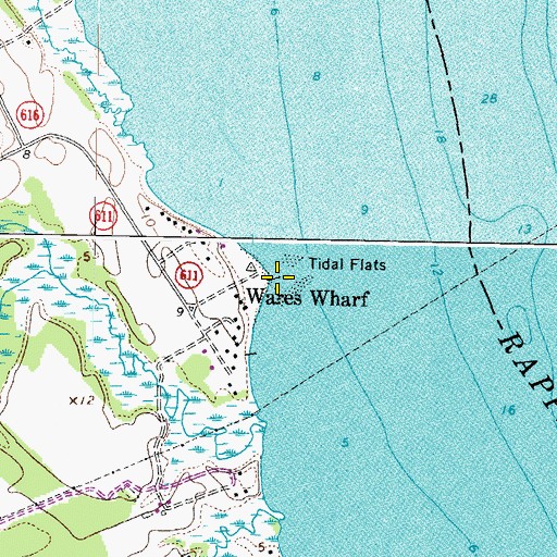 Topographic Map of Wares Wharf, VA