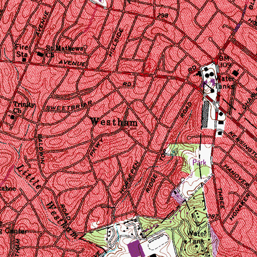 Topographic Map of Westham, VA