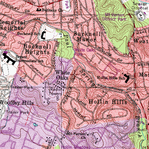 Topographic Map of White Oaks, VA