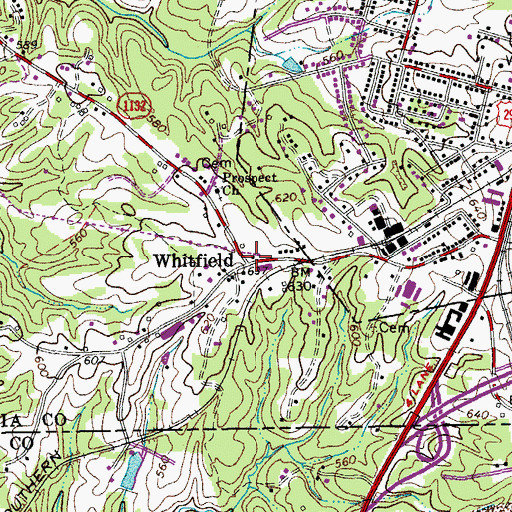 Topographic Map of Whitfield, VA
