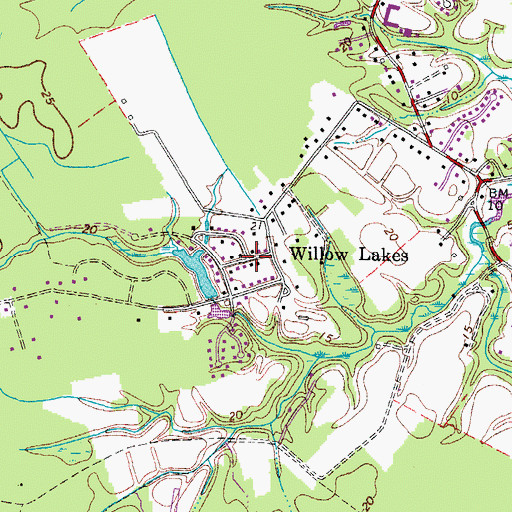 Topographic Map of Willow Lakes, VA