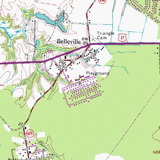 Topographic Map of Belleville Meadows, VA