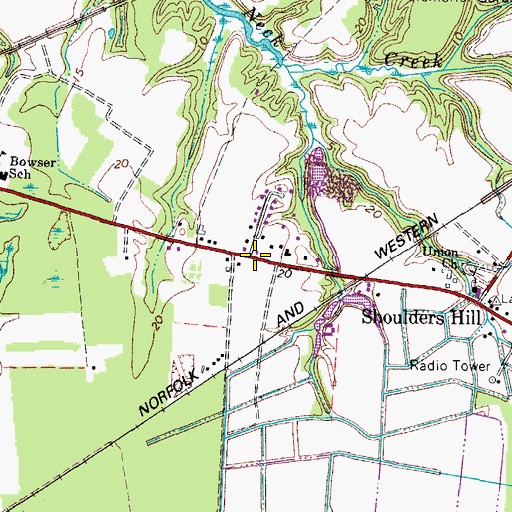 Topographic Map of Berwyn, VA