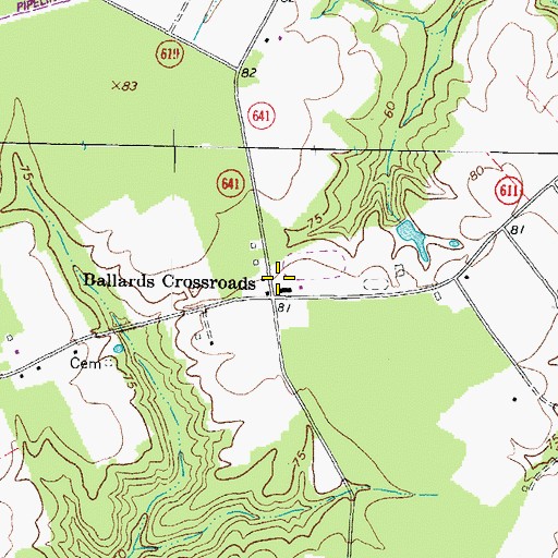 Topographic Map of Ballards Crossroads, VA