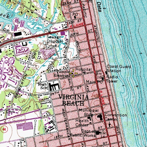 Topographic Map of Temple Emmanuel, VA