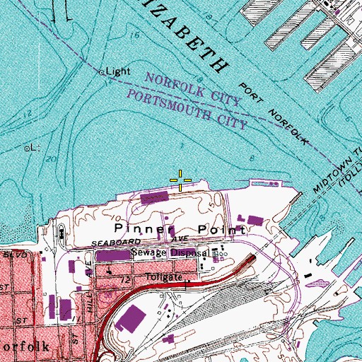 Topographic Map of Portsmouth Marine Terminal, VA