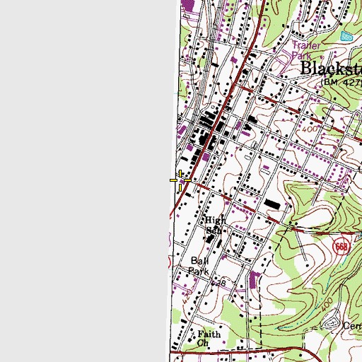 Topographic Map of Blackstone Post Office, VA