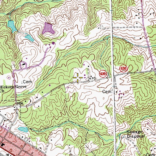 Topographic Map of Hickory Grove School (historical), VA