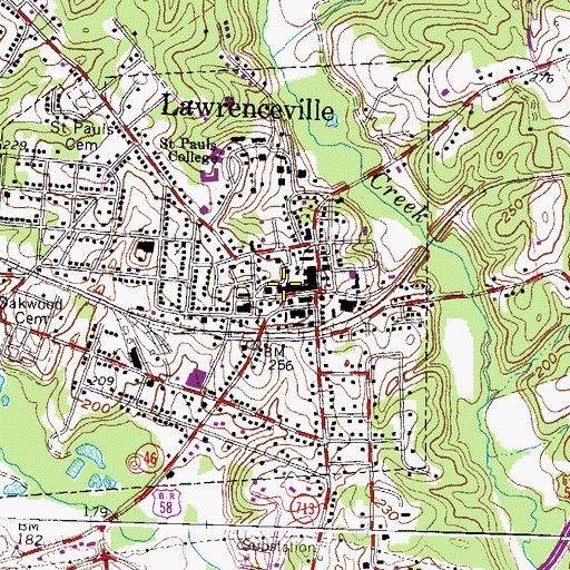 Topographic Map of Meherrin Regional Library, VA