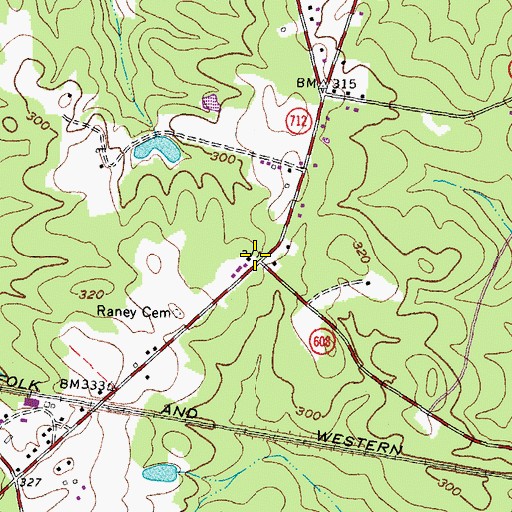 Topographic Map of Poarch Store, VA