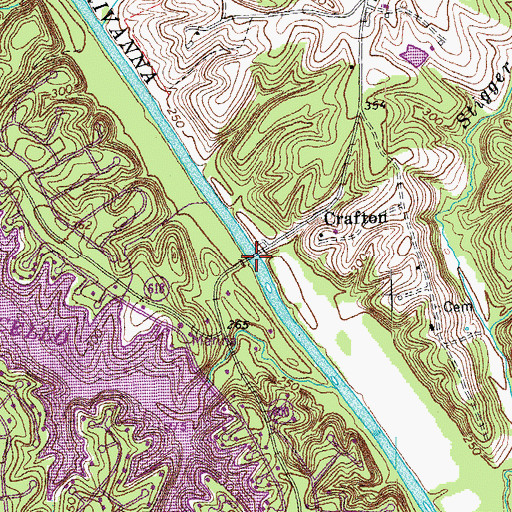 Topographic Map of R Ellis Hannum Bridge, VA