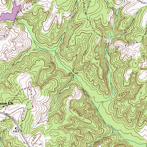 Topographic Map of Simpsons Mill (historical), VA
