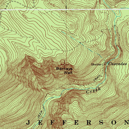 Topographic Map of Barneys Wall, VA