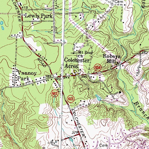 Topographic Map of Colchester Acres, VA