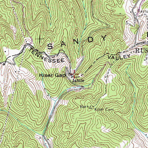 Topographic Map of Jahile, VA