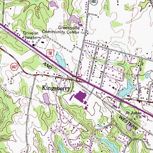 Topographic Map of Kingsberry, VA