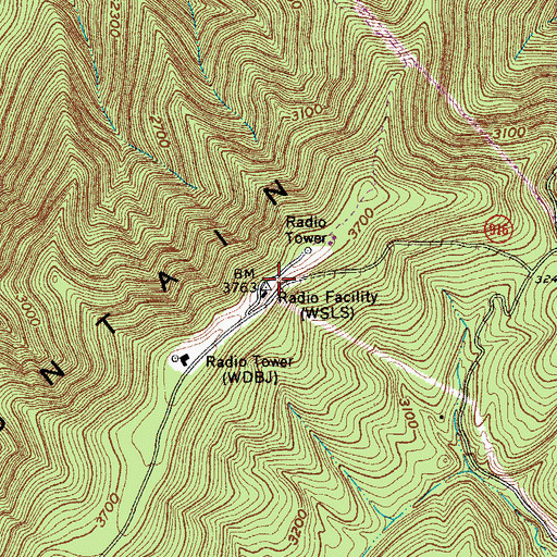 Topographic Map of Poor Mountain, VA