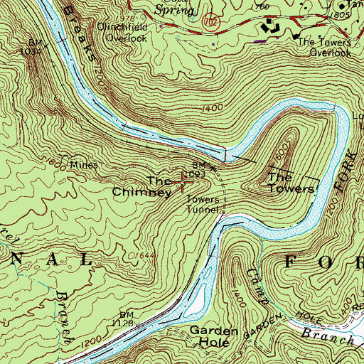 Topographic Map of The Chimney, VA