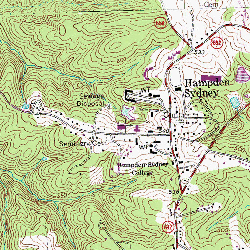 Topographic Map of Gilmer Hall, VA