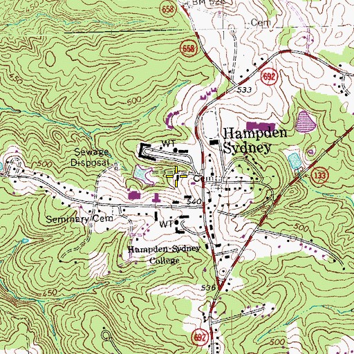 Topographic Map of Morton Hall, VA