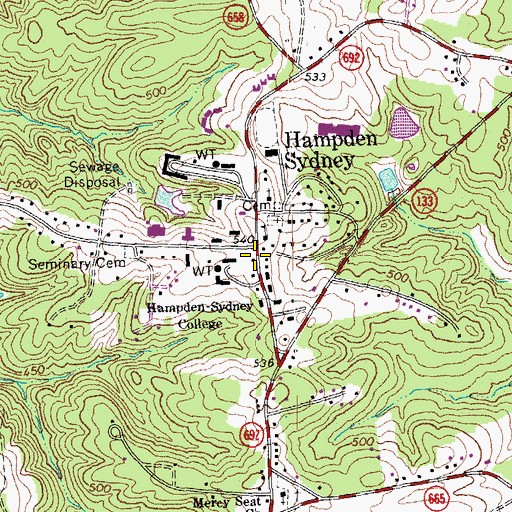 Topographic Map of Penshurst, VA