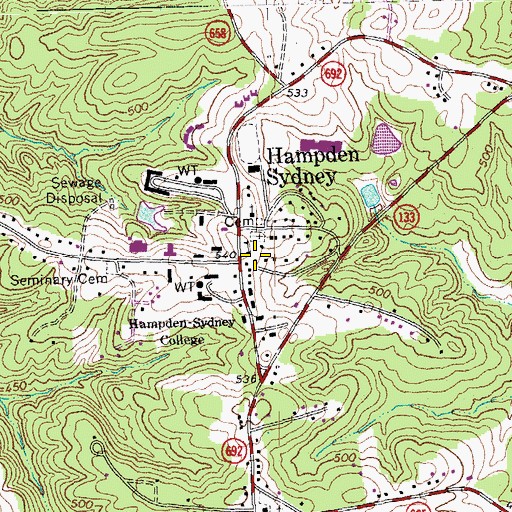 Topographic Map of The Birthplace, VA