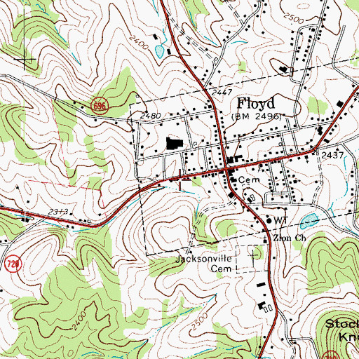 Topographic Map of Jessie Peterman Memorial Library, VA