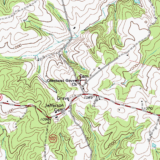 Topographic Map of Chestnut Grove Cemetery, VA