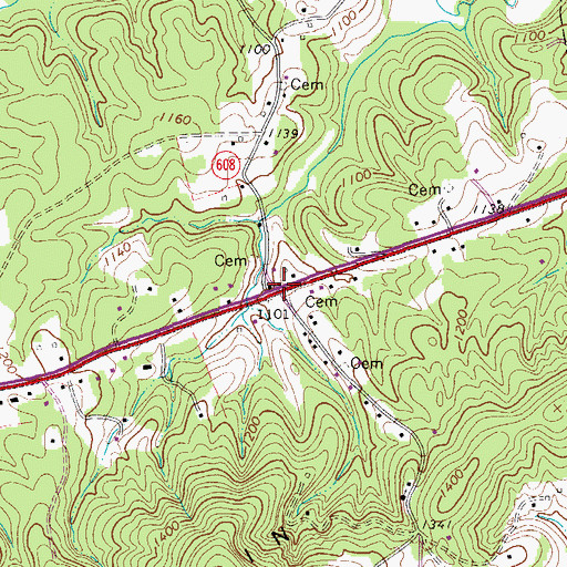 Topographic Map of Fork Mountain, VA