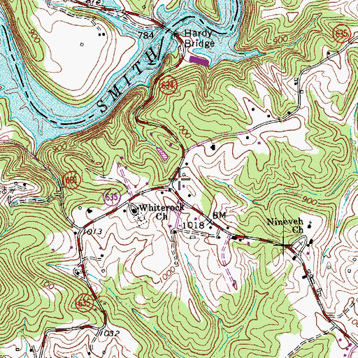 Topographic Map of Hardy Ford, VA