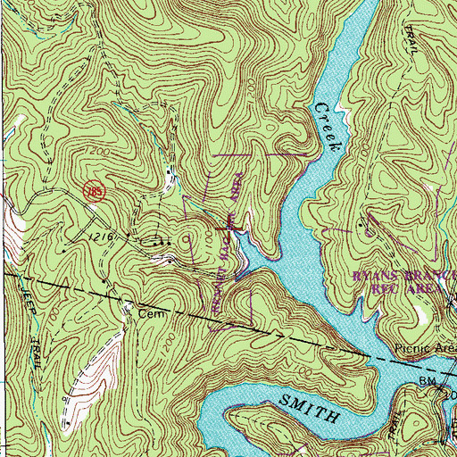 Topographic Map of Rennet Bag Recreation Area, VA