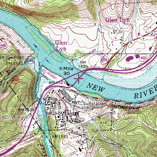 Topographic Map of Andrew S Rowan Bridge, VA