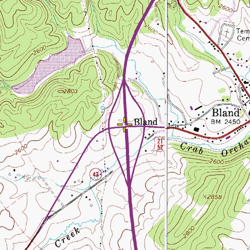 Topographic Map of Interchange 52, VA