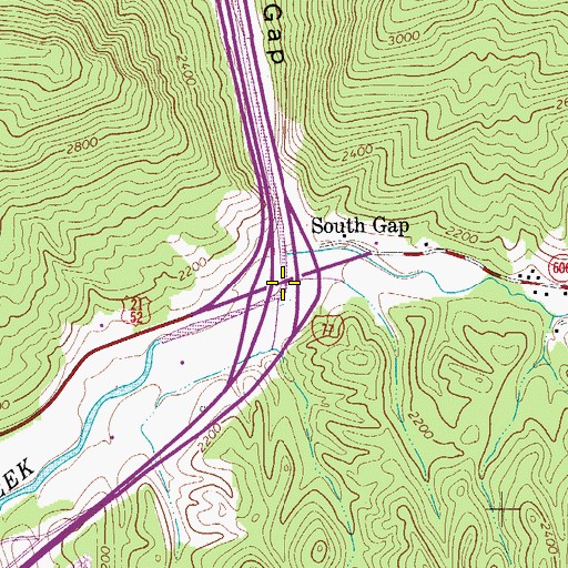 Topographic Map of Interchange 62, VA