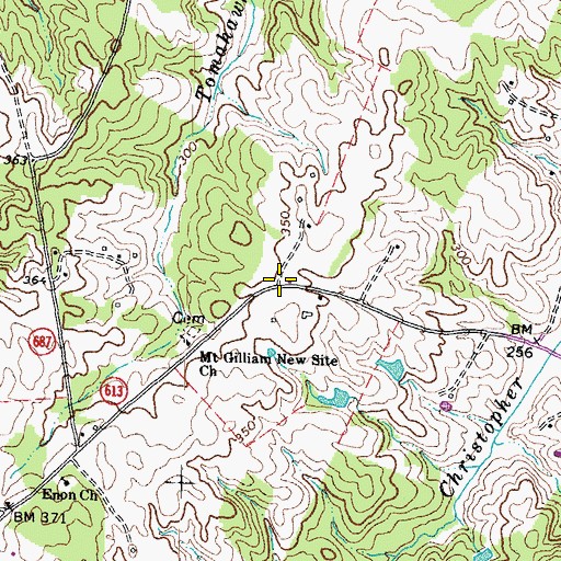 Topographic Map of Mansfield (historical), VA