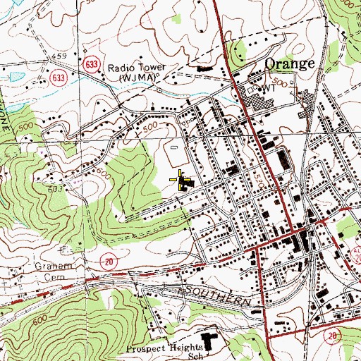 Topographic Map of Orange Elementary School, VA