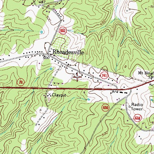 Topographic Map of Rhoadesville Cemetery, VA