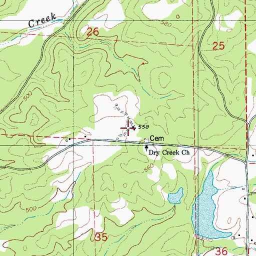 Topographic Map of Camp Dawson, AL