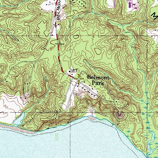 Topographic Map of Belmont Park, VA