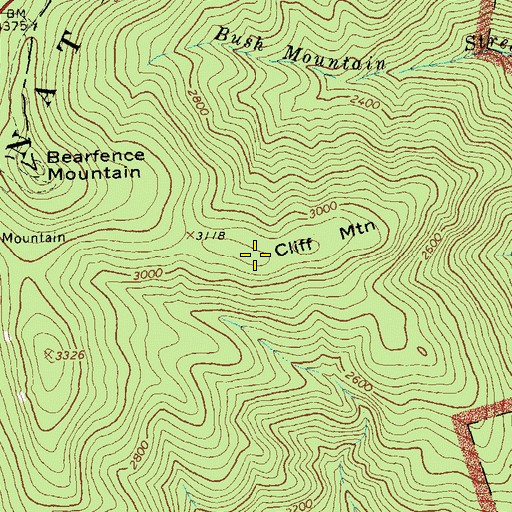 Topographic Map of Cliff Mountain, VA