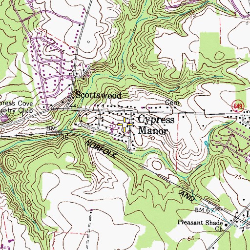 Topographic Map of Cypress Manor, VA