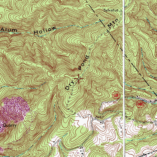 Topographic Map of Dry Pond Mountain, VA