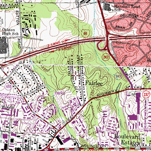 Topographic Map of Fairlee, VA