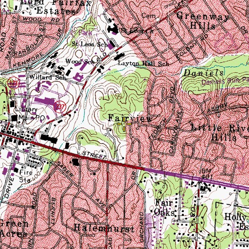 Topographic Map of Fairview, VA