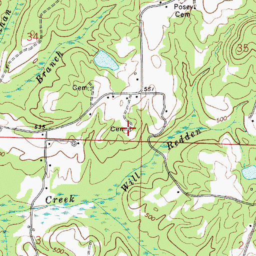 Topographic Map of Jones Cemetery, AL